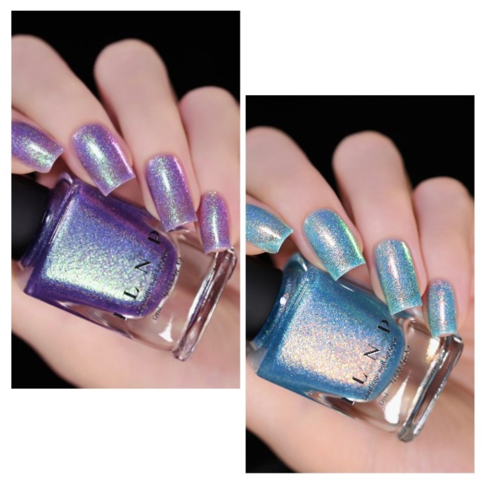ILNP Iridescent Holographic blue and purple Jelly Nail Polish- set of 2